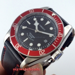 41mm corgeut black dial red bezel miyota Automatic movement diving mens watch 52
