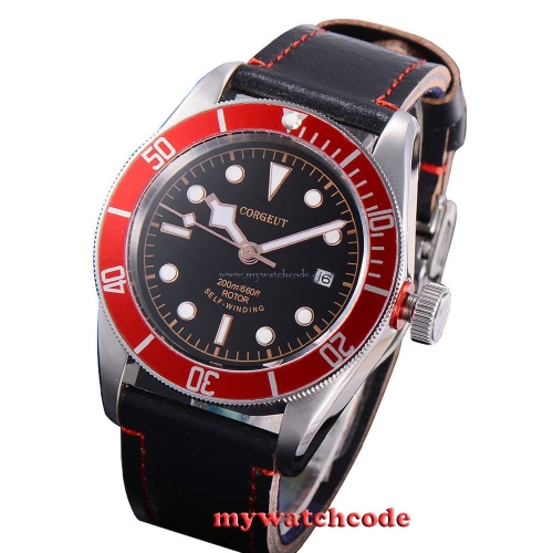 41mm corgeut black dial Sapphire Glass miyota 8215 Automatic diving watch C51