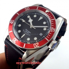 41mm corgeut black dial red bezel 21 jewels miyota Automatic diving mens watch