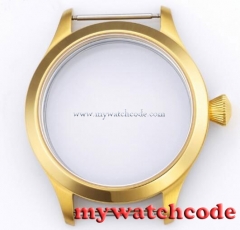 45mm golden plated parnis Watch CASE sapphire glass fit 6498 6497 eat movement50