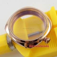 45mm rose golden stainless steel watch case for UNITAS 6497 6498 movement 28