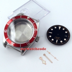 41mm red bezel sapphire cystal Watch Case dial hand fit ETA 2824 2836 MOVEMENT61