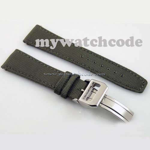 22mm green olive deployment buckle Strap fit parnis watch14