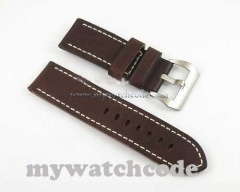 26mm gray cow heavy strap leather Watch white Stitches fit mens military watch15
