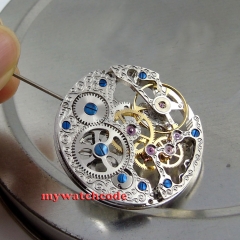 17 Jewels silver Full Skeleton 6497 Hand Winding movement fit parnis watch M5