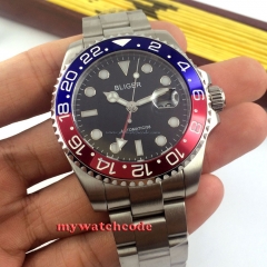 43mm bliger black dial submariner GMT sapphire glass automatic mens watch B5