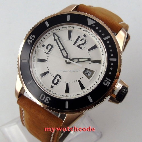 43mm BLIGER white dial ceramic bezel miyota automatic submariner mens wrist watch 13B