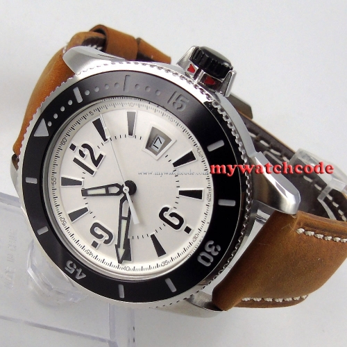 43mm BLIGER white dial date window ceramic beze automatic SUB mens watch 12