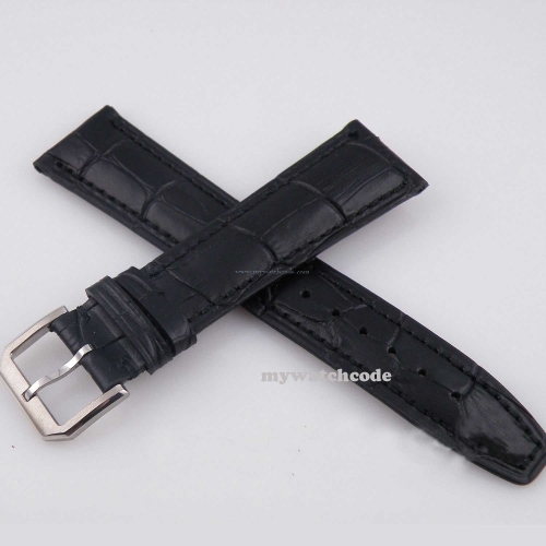 22mm black parnis Leather Strap fit parnis mens watch 17