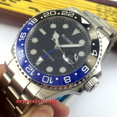 43mm bliger black dial ceramic bezel GMT sapphire glass automatic mens watch B6