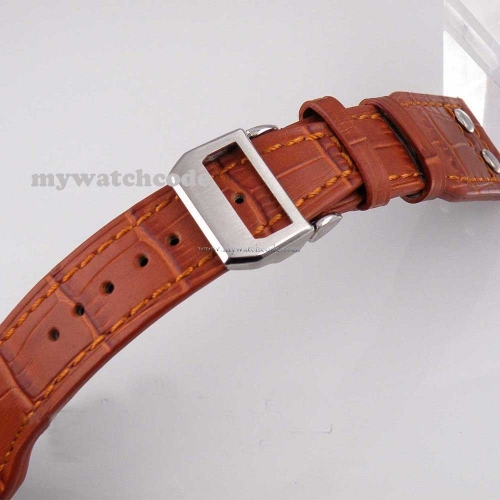 24mm rivet deployant style clasp Genuine Leather brown Watch Strap ST19