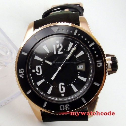 43mm BLIGER black dial ceramic bezel automatic submariner mens wrist watch 11B