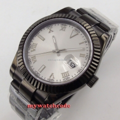 40mm parnis white dial PVD case sapphire glass automatic mens wristwatch P210