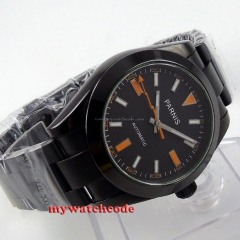 40mm Parnis black dial PVD sapphire glass MIYOTA automatic Mens Watch 264