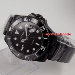 40mm Parnis black dial PVD ceramic bezel MIYOTA sapphire glass Mens Watch 145