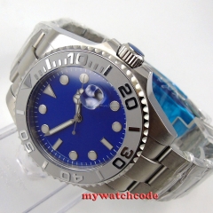 43mm parnis blue dial submariner sapphire glass automatic movement mens watch519