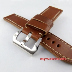 24mm brown heavy leather Genuine leather fit mens military parnis mens watch 22