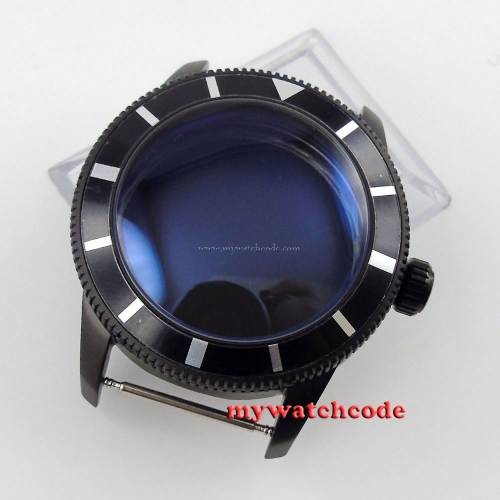 46mm black alloy bezel PVD Watch Case fit ETA 2824 2836 MOVEMENT C93