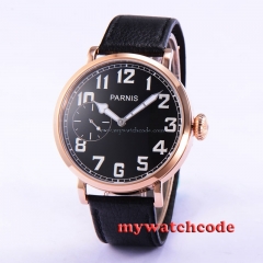 46mm parnis black dial Rose Gold 17 jewels 6497 hand winding mens watch P546