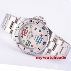 40mm Bliger white dial ceramic bezel date automatic movement mens unsex watch 46