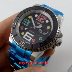 40mm Bliger black dial ceramic bezel date window automatic mens watch B59