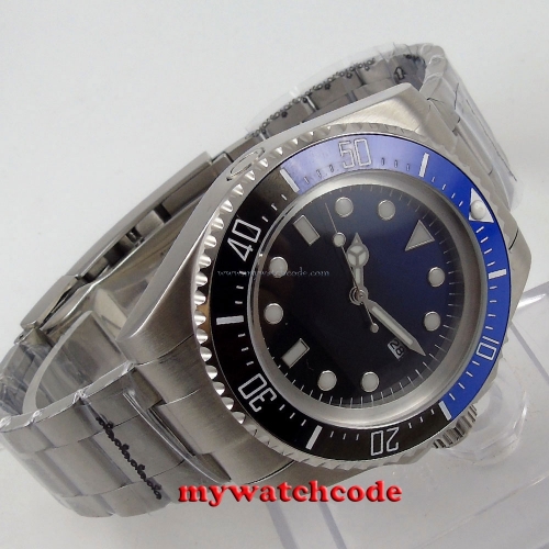 44mm parnis blue Sterile dial date window Ceramic Bezel automatic mens watch B55