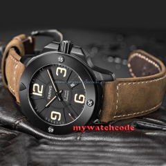 Parnis black dial PVD Sapphire Glass 21 jewels miyato Automatic mens Watch 570