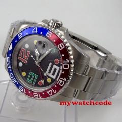 40mm parnis black dial sapphire glass GMT automatic movement mens unsex watch 48