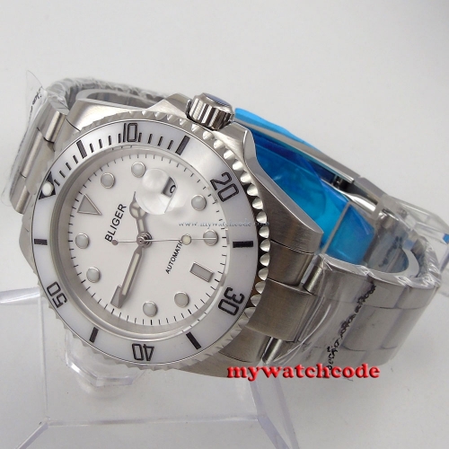 40mm Bliger white dial sapphire crystal automatic movement mens womens watch66