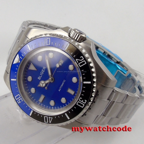 44mm bliger blue dial luminous marks Ceramic Bezel sub automatic mens watch 73