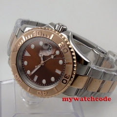 40mm Bliger brown dial ceramic bezel date automatic movement mens unsex watch 47