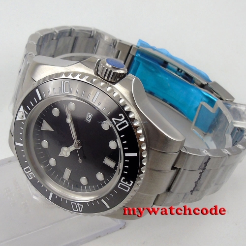 44mm parnis black Sterile dial Ceramic Bezel sub automatic mens wrist watch 80