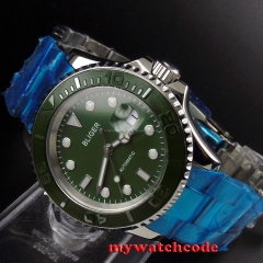 40mm Bliger green dial vintage date sapphire crystal automatic movement watch 75