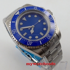 44mm bliger blue dial luminous marks Ceramic Bezel sub automatic mens watch B87