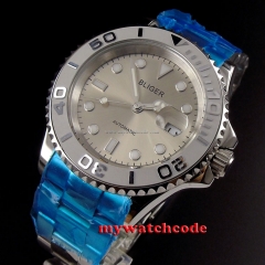 40mm bliger gray dial date window sapphire crystal automatic mens watch 71