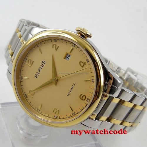 gorgeous 38mm Parnis golden dial Sapphire Glass miyota Automatic mens Watch P596