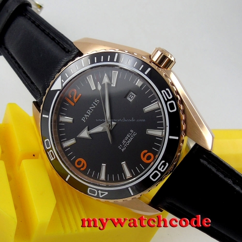 45mm Parnis black dial Sapphire Glass miyota 821A Automatic mens Watch P306