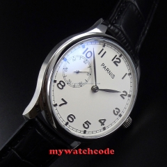 44mm parnis white dial ST 3600 hand winding 6497 mens wrist watch P516