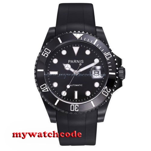 40mm Parnis black dial sapphire glass 21 jewels miyota Automatic mens Watch P629