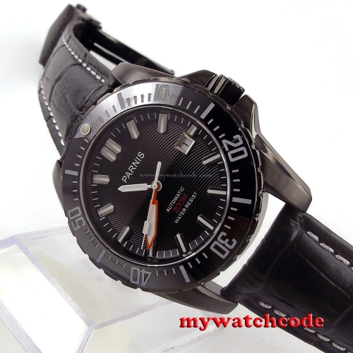 44mm Parnis black dial Ceramic bezel 200m atm automatic mens diving watch P630