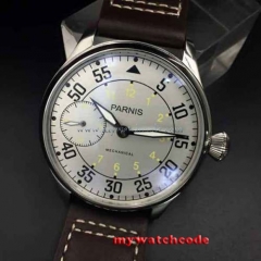 44mm parnis white dial 3600 hand winding 6497 mechanical mens watch 647