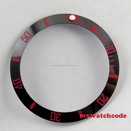 38mm black ceramic bezel red marks insert for 40mm submariner mens watch B29