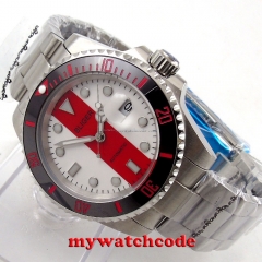 40mm Bliger white red dial sapphire glass automatic movement mens watch P121