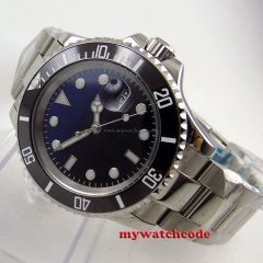 40mm Bliger blue black sterile dial sapphire crystal automatic mens watch P138