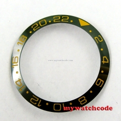 CARVING 38mm green ceramic bezel yellow marks insert for 40mm submariner watch40