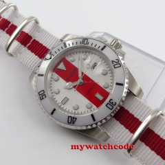 Bliger red & white dial nylon strap sapphire crystal automatic mens watch P125