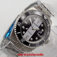 Bliger black white dial sapphire glass ceramic bezel automatic mens watch B140