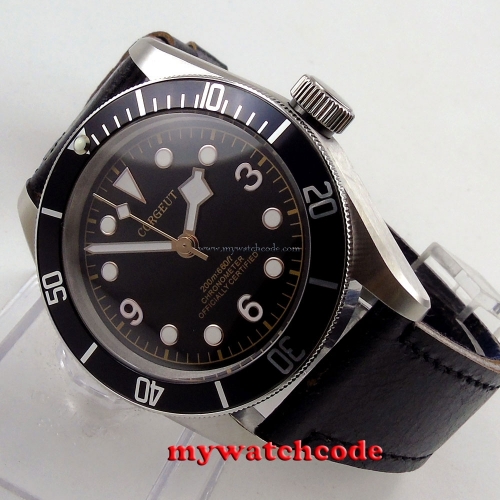 41mm corgeut black dial black bezel Sapphire Glass miyota automatic mens Watch73