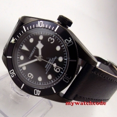 41mm corgeut black dial luminous PVD case Sapphire Glass automatic mens Watch 79