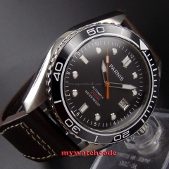 45mm Parnis black dial Ceramic Bezel 21 jewels miyota automatic mens Watch P671U